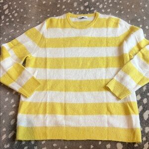 Belle Freud Sunny Yellow and White Striped mohair pullover